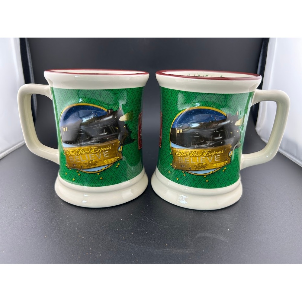 The Polar Express Mugs Pair Believe Hot‎ Chocolate Coffee Christmas Holiday